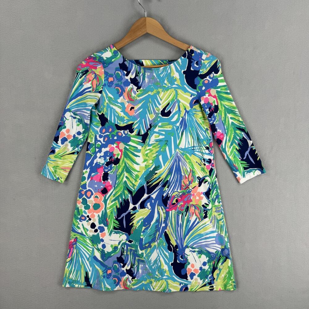 Lilly Pulitzer Dress Womens XS Multicolor 3/4 Sleeve Scoop Neck Shift Mini